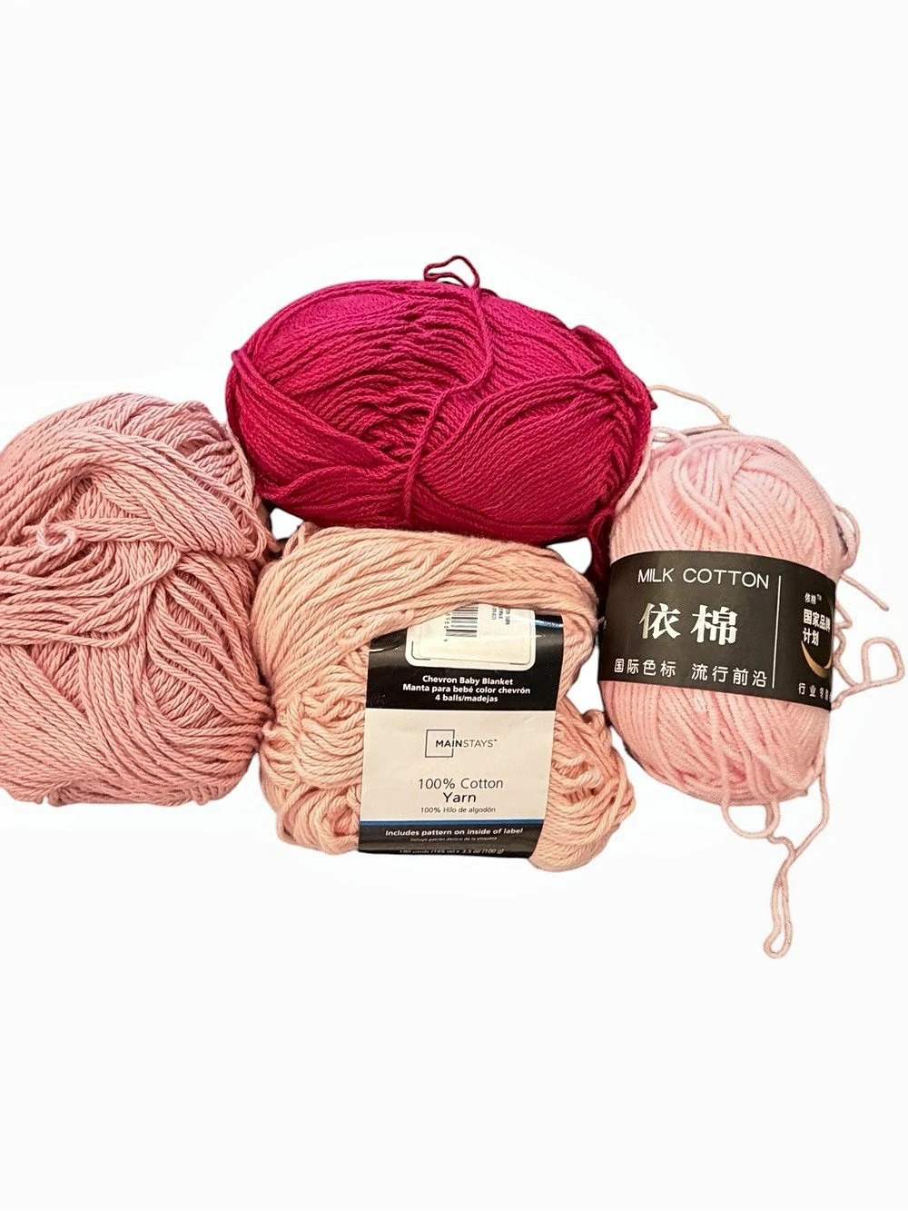 Mixed Lot Of 4 Yarn Skeins Gently Used Pink Colorway Crochet Knit Acrylic Cotton